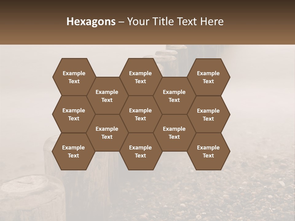 A Row Of Wooden Logs Sitting On Top Of A Beach PowerPoint Template