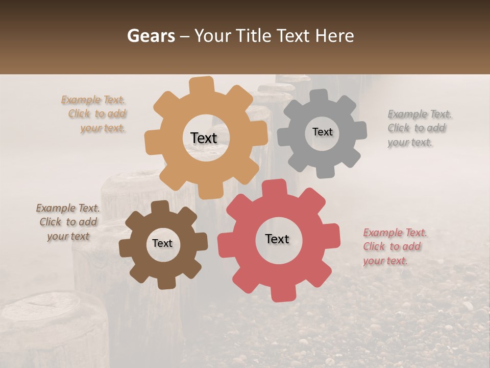 A Row Of Wooden Logs Sitting On Top Of A Beach PowerPoint Template