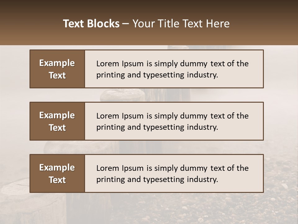 A Row Of Wooden Logs Sitting On Top Of A Beach PowerPoint Template