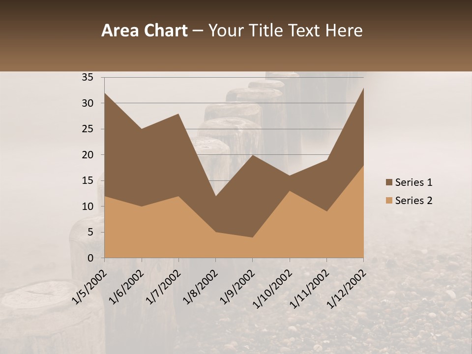 A Row Of Wooden Logs Sitting On Top Of A Beach PowerPoint Template