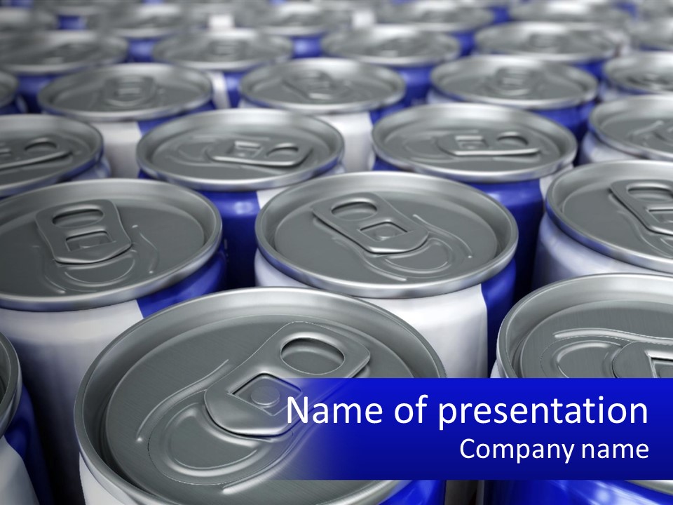 A Large Group Of Soda Cans With The Name Of The Company PowerPoint Template