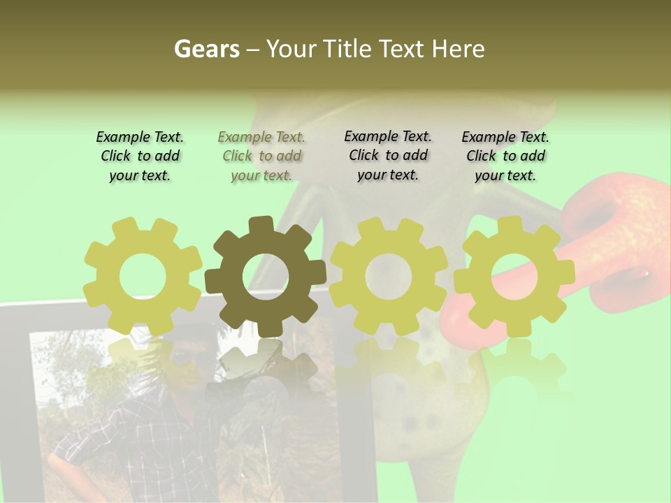 A Frog Holding A Laptop Computer With A Green Background PowerPoint Template