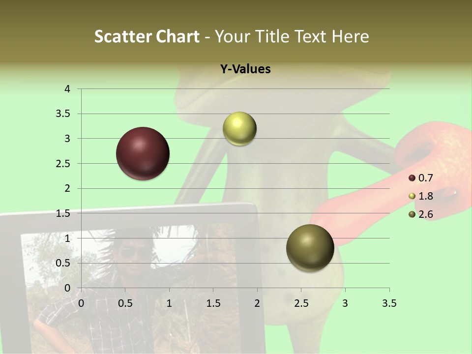 A Frog Holding A Laptop Computer With A Green Background PowerPoint Template
