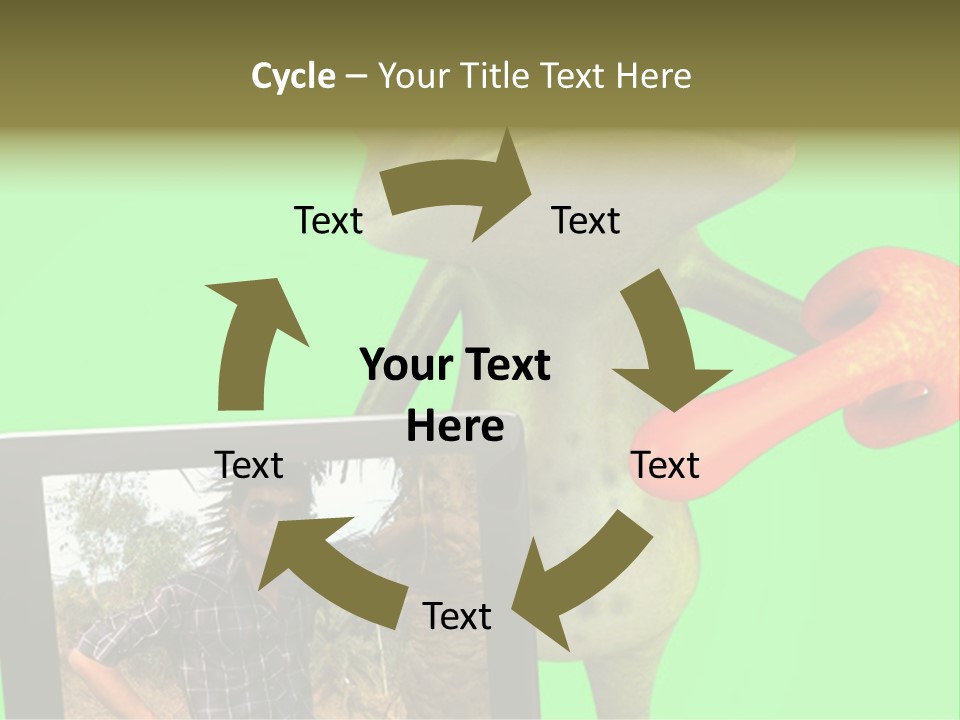 A Frog Holding A Laptop Computer With A Green Background PowerPoint Template