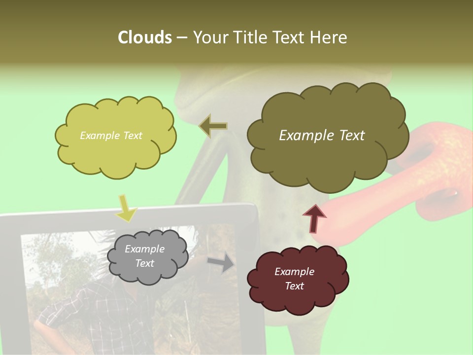 A Frog Holding A Laptop Computer With A Green Background PowerPoint Template