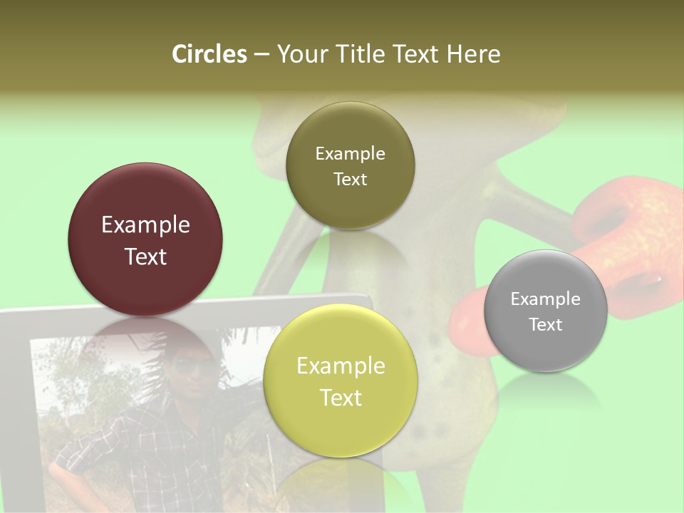 A Frog Holding A Laptop Computer With A Green Background PowerPoint Template