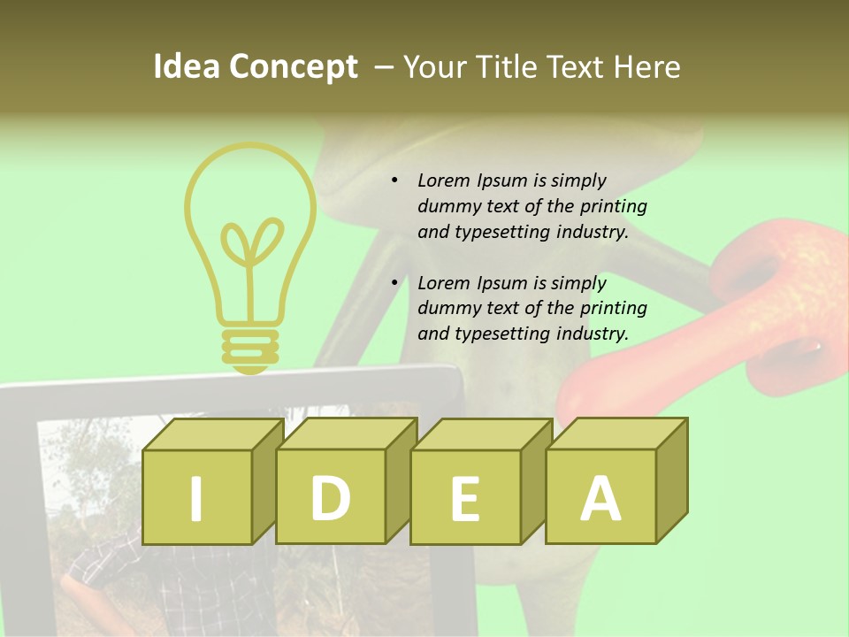 A Frog Holding A Laptop Computer With A Green Background PowerPoint Template