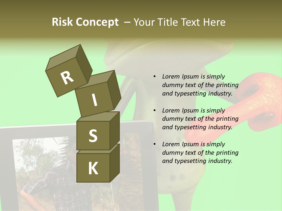 A Frog Holding A Laptop Computer With A Green Background PowerPoint Template