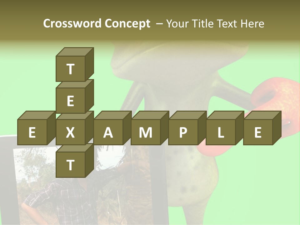 A Frog Holding A Laptop Computer With A Green Background PowerPoint Template