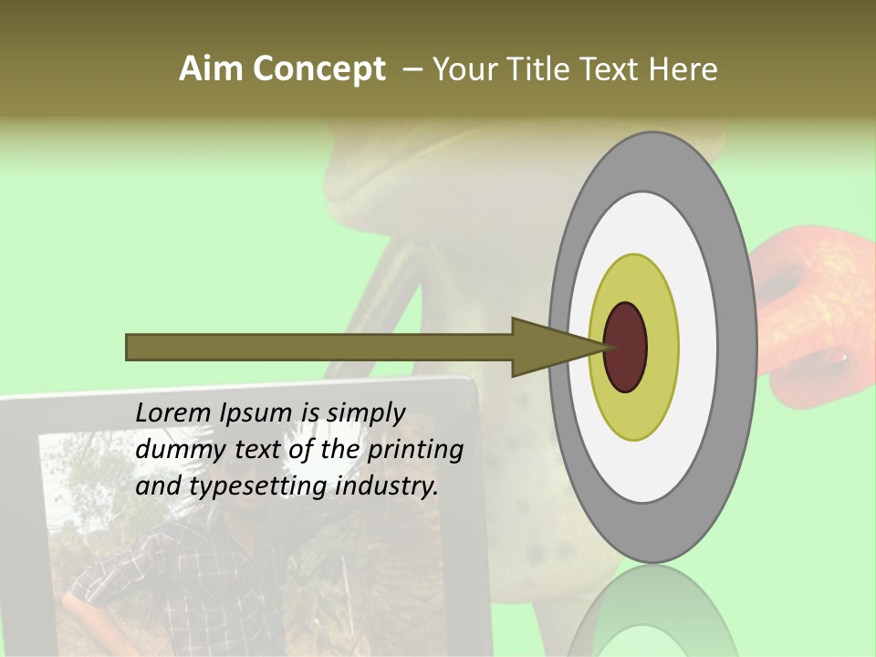 A Frog Holding A Laptop Computer With A Green Background PowerPoint Template