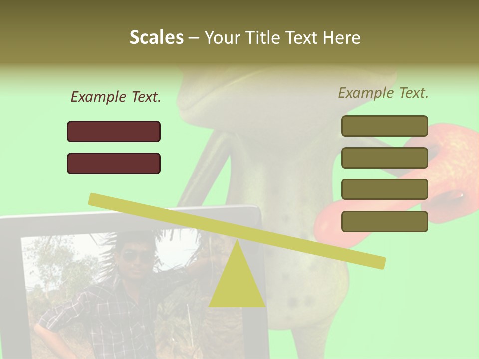 A Frog Holding A Laptop Computer With A Green Background PowerPoint Template