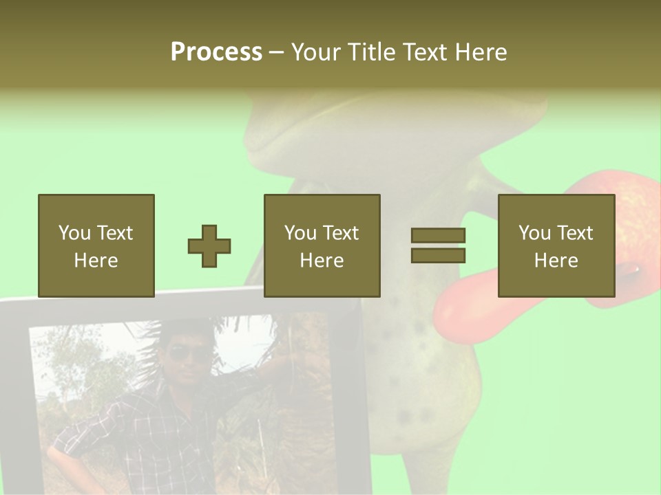 A Frog Holding A Laptop Computer With A Green Background PowerPoint Template