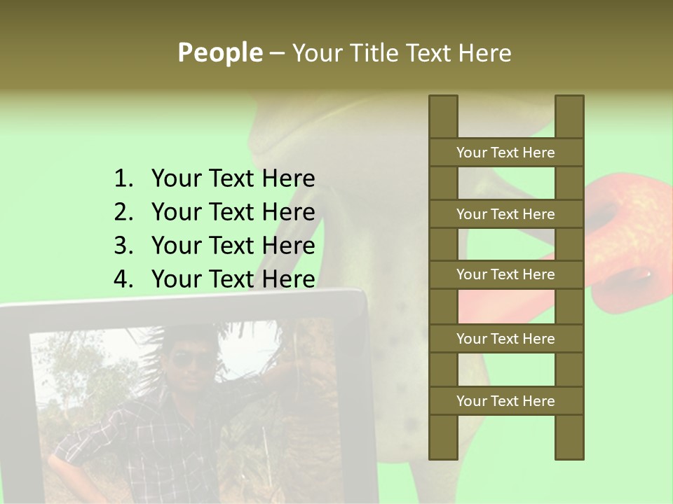 A Frog Holding A Laptop Computer With A Green Background PowerPoint Template