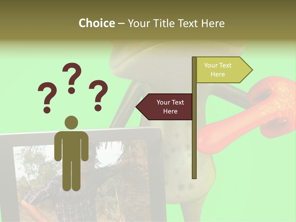 A Frog Holding A Laptop Computer With A Green Background PowerPoint Template