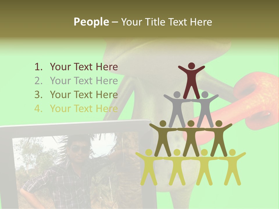 A Frog Holding A Laptop Computer With A Green Background PowerPoint Template