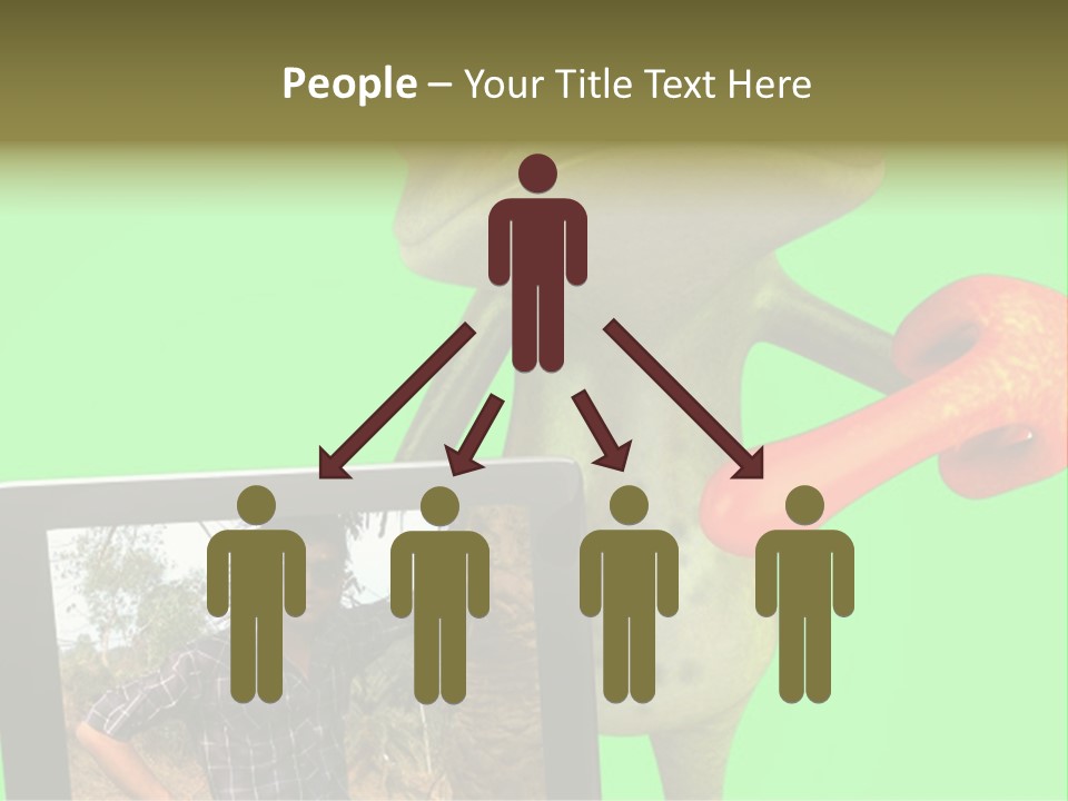 A Frog Holding A Laptop Computer With A Green Background PowerPoint Template