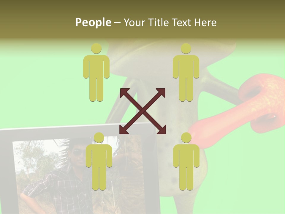 A Frog Holding A Laptop Computer With A Green Background PowerPoint Template