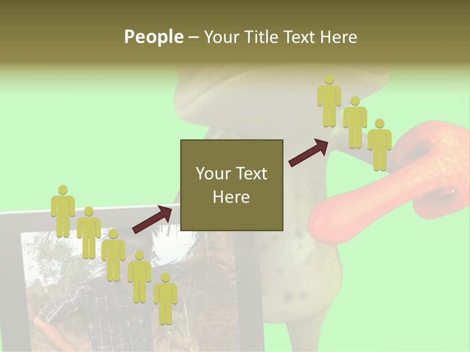 A Frog Holding A Laptop Computer With A Green Background PowerPoint Template