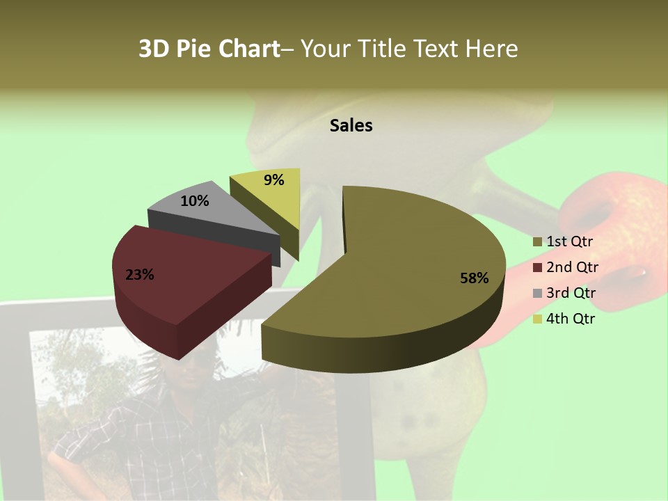 A Frog Holding A Laptop Computer With A Green Background PowerPoint Template