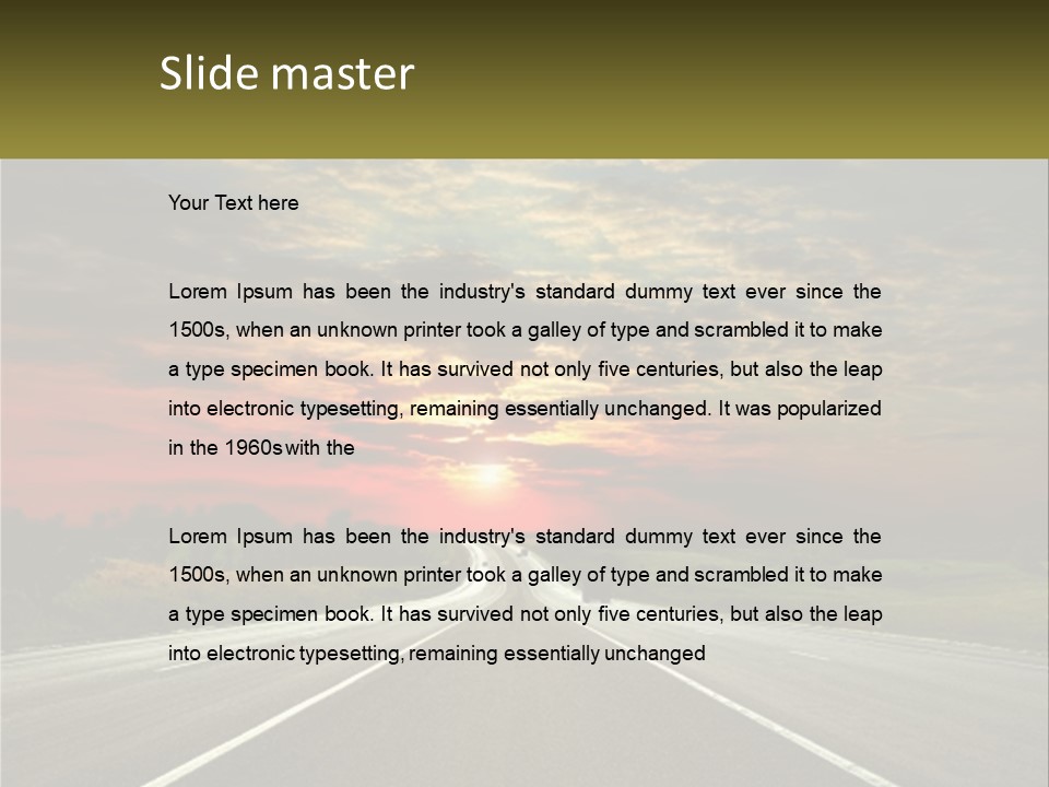 A Road With A Sunset In The Background PowerPoint Template