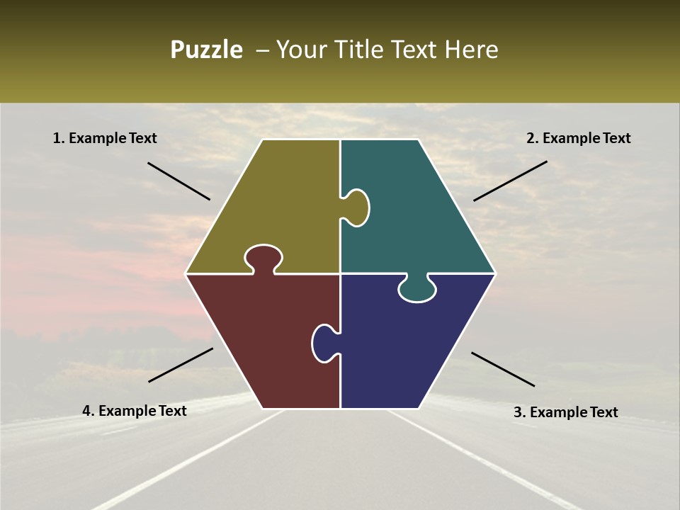 A Road With A Sunset In The Background PowerPoint Template