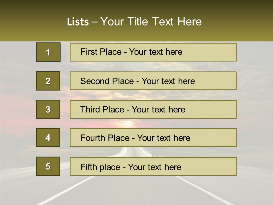 A Road With A Sunset In The Background PowerPoint Template