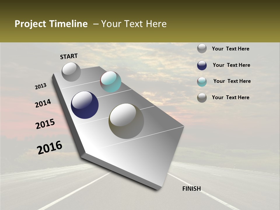 A Road With A Sunset In The Background PowerPoint Template