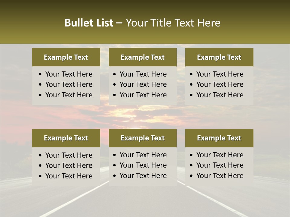 A Road With A Sunset In The Background PowerPoint Template