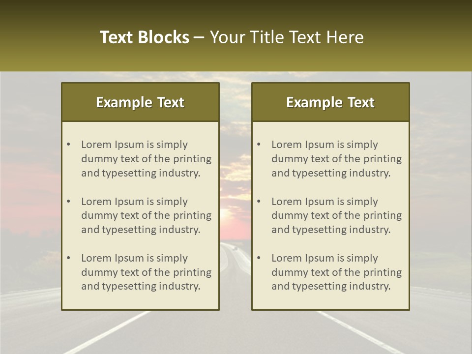 A Road With A Sunset In The Background PowerPoint Template