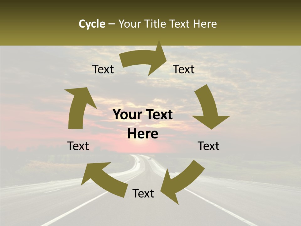 A Road With A Sunset In The Background PowerPoint Template