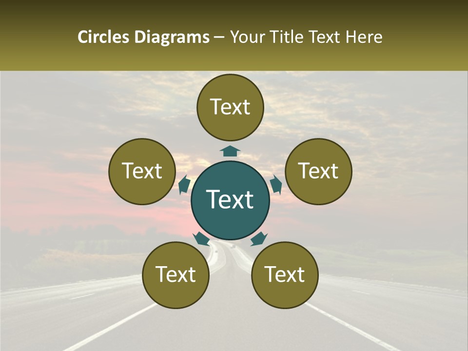 A Road With A Sunset In The Background PowerPoint Template