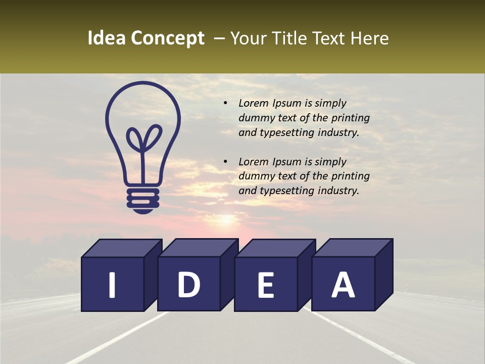 A Road With A Sunset In The Background PowerPoint Template