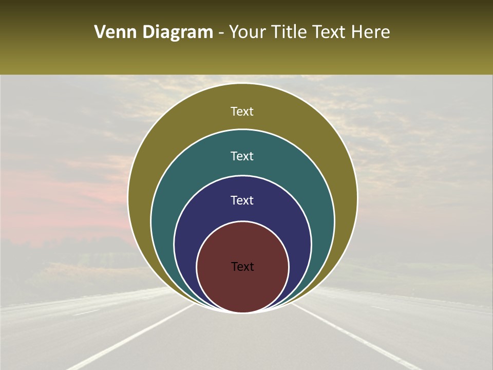 A Road With A Sunset In The Background PowerPoint Template
