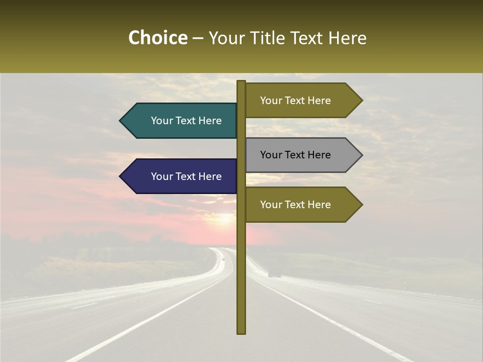 A Road With A Sunset In The Background PowerPoint Template