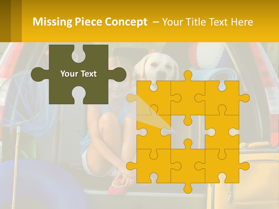 A Young Girl Sitting In The Back Of A Van With Her Dog PowerPoint Template