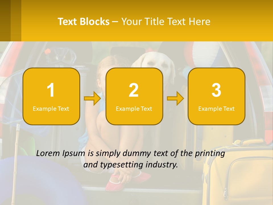 A Young Girl Sitting In The Back Of A Van With Her Dog PowerPoint Template