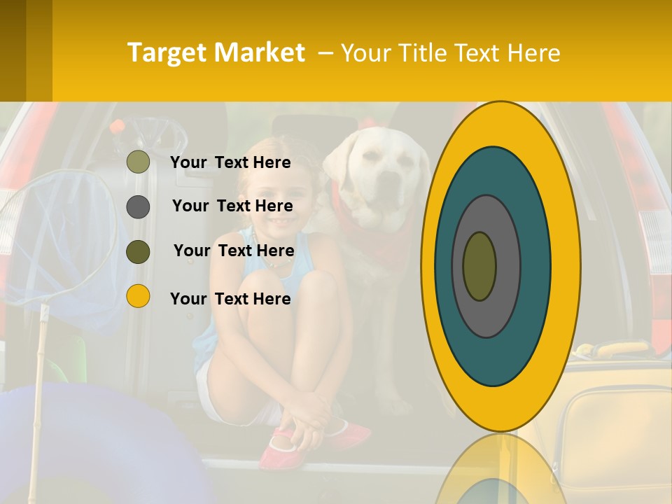 A Young Girl Sitting In The Back Of A Van With Her Dog PowerPoint Template