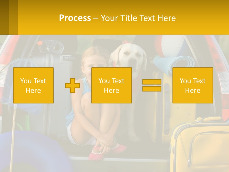 A Young Girl Sitting In The Back Of A Van With Her Dog PowerPoint Template