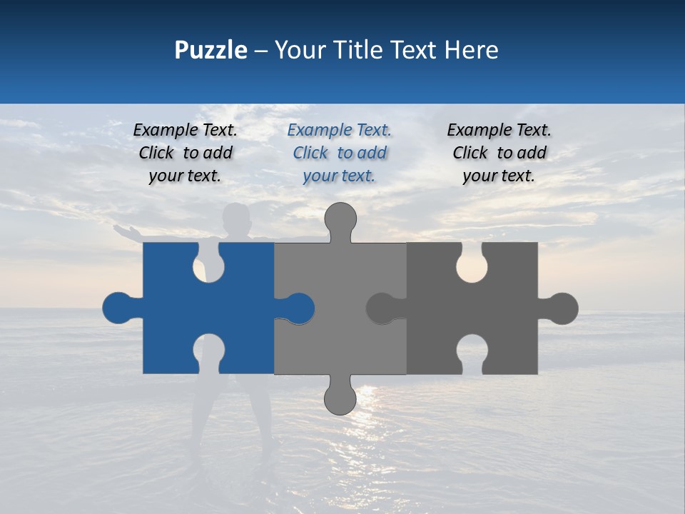 A Man Standing On The Beach With His Arms Outstretched PowerPoint Template