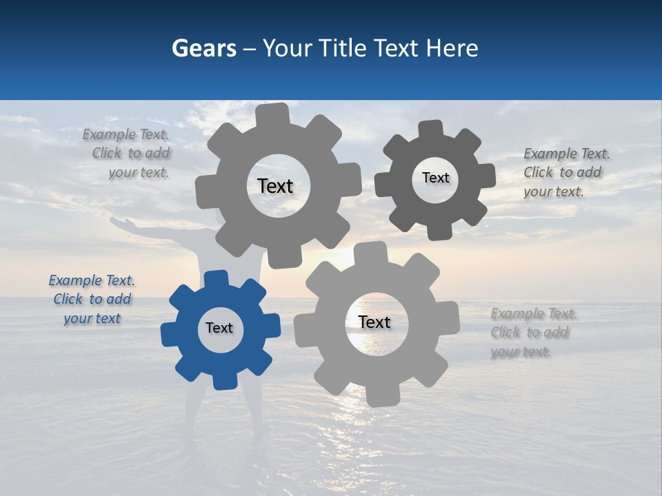 A Man Standing On The Beach With His Arms Outstretched PowerPoint Template