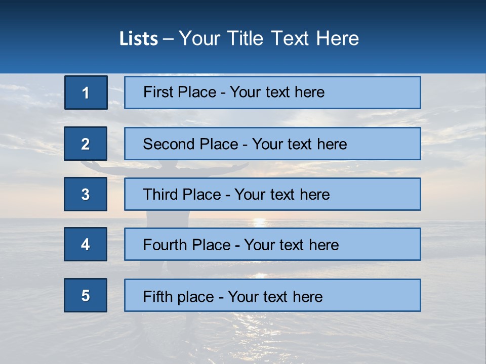 A Man Standing On The Beach With His Arms Outstretched PowerPoint Template