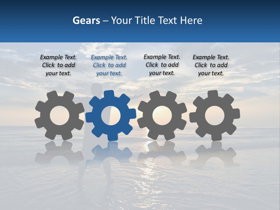 A Man Standing On The Beach With His Arms Outstretched PowerPoint Template