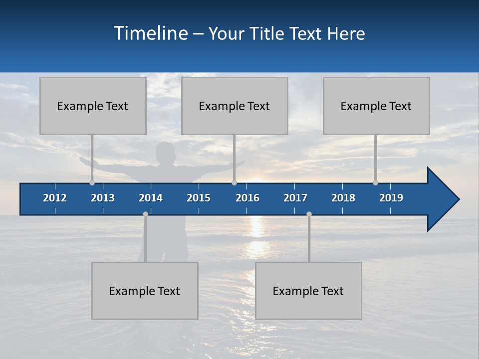 A Man Standing On The Beach With His Arms Outstretched PowerPoint Template