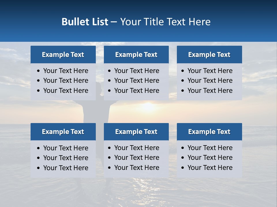 A Man Standing On The Beach With His Arms Outstretched PowerPoint Template