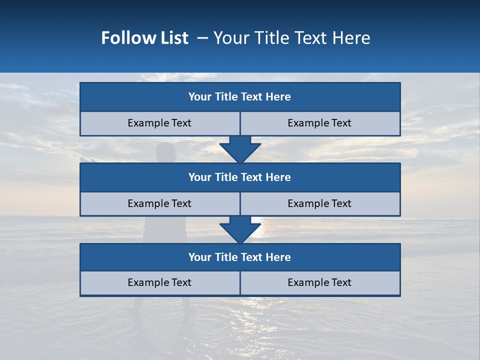 A Man Standing On The Beach With His Arms Outstretched PowerPoint Template