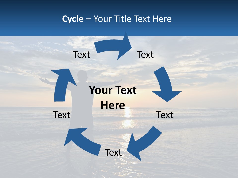 A Man Standing On The Beach With His Arms Outstretched PowerPoint Template
