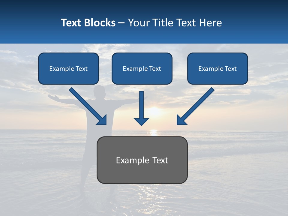A Man Standing On The Beach With His Arms Outstretched PowerPoint Template
