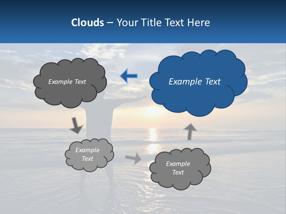 A Man Standing On The Beach With His Arms Outstretched PowerPoint Template
