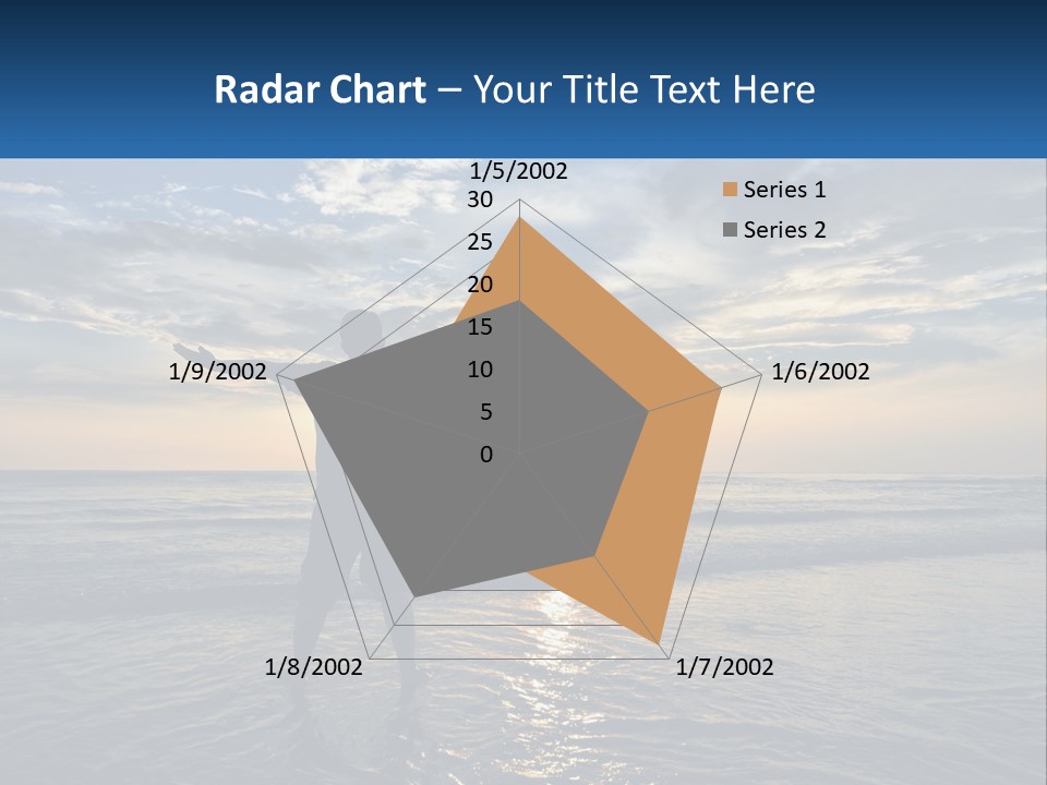 A Man Standing On The Beach With His Arms Outstretched PowerPoint Template