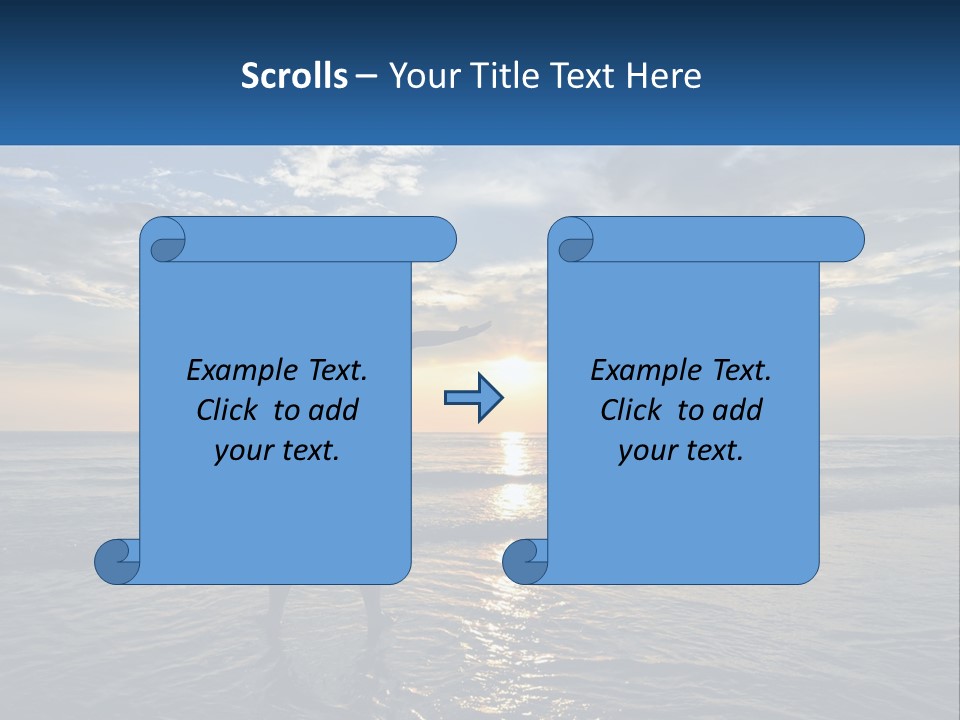A Man Standing On The Beach With His Arms Outstretched PowerPoint Template